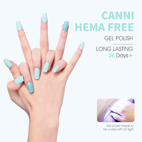 Image of CANNI Mint Green Gel Nail Polish, 1Pcs Light Pastel Green Gel Polish Lime Mint Color Soak Off U V Nail Manicure Salon DIY at Home