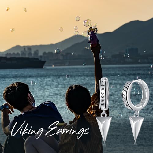 Pendientes vikingos ROMANTICWORK de plata de ley 925 para hombre 6