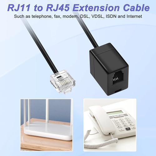 image for MEIRIYFA RJ11 Phone Jack to RJ45 Ethernet Converter Cable RJ45 8P4C Ma
