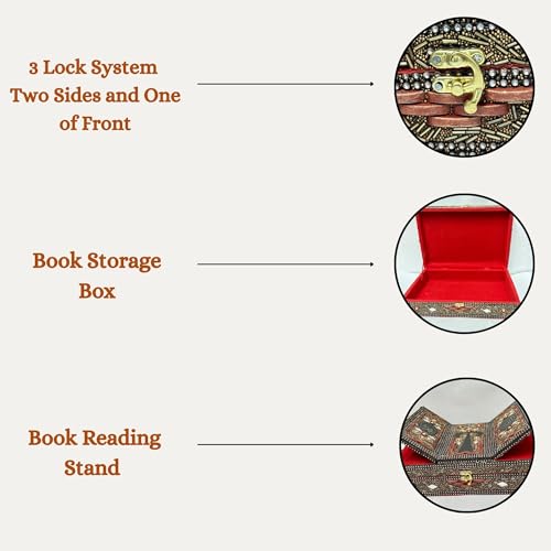 Handmade Quran Islamic Kaba Box With Rehal | Exquisitely Crafted Makka Madina Handcrafted Holy Rehal | Elegant And Durable Quran Holder For Devotional Use