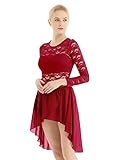iEFiEL Women Adult Lyrical Dance Dress Asymmetrical Chiffon Leotard with Attached Leotard and High...
