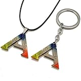 Generic PC Game ARK: Survival Evolved Alloy Keychain & Necklace Set Colorful Pendant, 3.8cm3.2cm