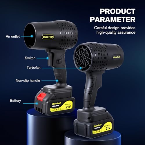 Image of Cordless Leaf Blower, 300000RPM Handheld Blower 2 X 3.0Ah Batteries and Charger Included, Portable Lawn Sweeper for Patio Cleaning, Car Window and Dust