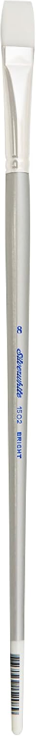 Silver Brush 1502-8 Silverwhite Long Handle White Taklon Brush, Bright, Size 8