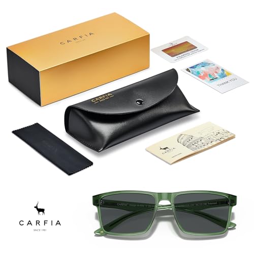 Image of CARFIA Retro Acetate Mens Sunglasses Polarized Classic Square Sun Glasses CA62162