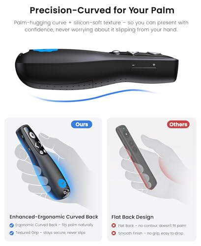 Image of Wireless Presenter Clicker with Bluetooth & USB+Type-C Receiver, Red Laser Pointer, Powerpoint Clicker with Volume Control for PowerPoint /Keynote /Google Slides, Compatible with Laptop /Mac /PC /Android