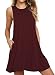 VIISHOW Women's Tunic Swing T-Shirt Dress Sleeveless Pockets Dress, Wine Red, X-Large