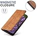 OKZone Compatible with Samsung Galaxy M32 4G Case, Magnetic Leather Mobile Phone Case for Samsung Galaxy M32 4G, Premium Leather Flip Foldable Card Slots Shockproof Stand Function (Khaki)