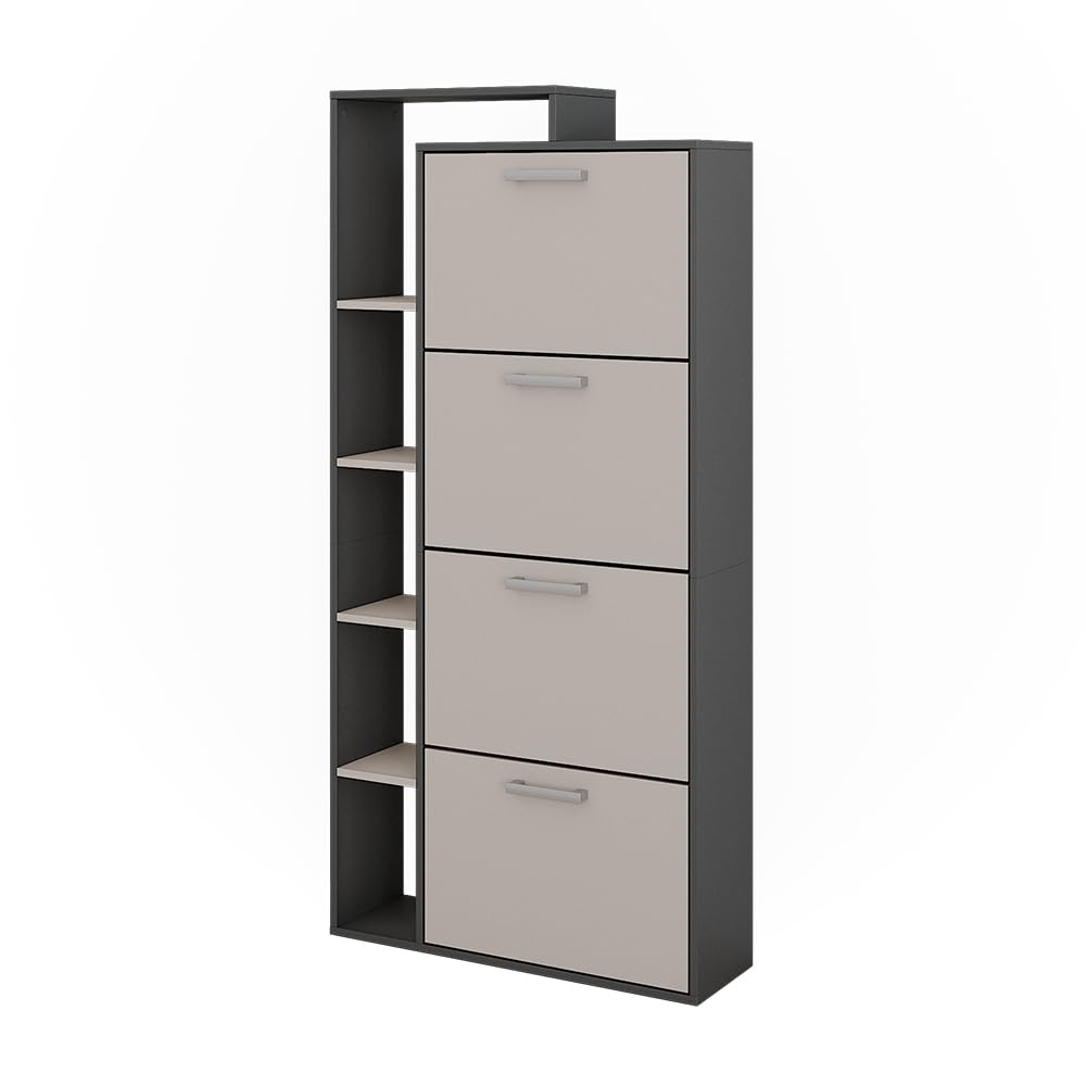 Vicco Scarpiera Orlando, Antracite/grigio, 80 x 166.1 cm con 4 scomparti, per la conservazione e l’organizzazione delle scarpe nell’ingresso
