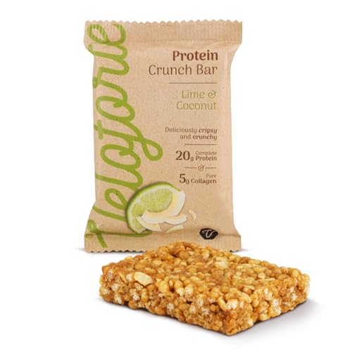 Veloforte Protein Crunch Bar, Lime & Coconut, 20g Complete Protein, 5g Collagen, 100% Natural (7 Pack)