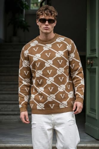 Image of Veirdo Men's Printed Full Sleeve Regular Fit Casual Wear Stylish Round Neck Pattern Trendy Fit T-Shirt (Sizes S to 2XL)