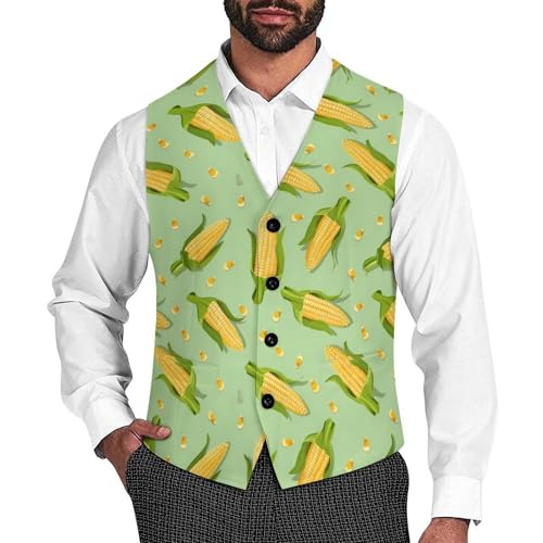 Fresh Corn Men's Suit Vest Waistcoat Vests Formal Dress with 2 Pockets for Business Casual Tuxedo