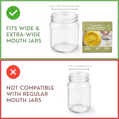 Image of Glass Fermentation Weights for Fermenting | Easy Lift Handles | Set of 4 Pickle Weights for Wide Mouth Jars