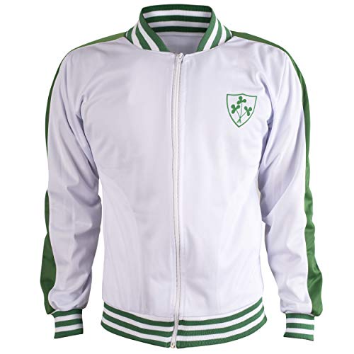 Ireland Jacket Retro Football Tracksuit Zipped Jacket Men Top - L White