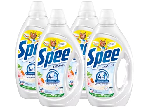 Spee Detergente Sensitive 4 + 1 88 WL (4 x 22 lavados), detergente completo con fórmula 4 + 1 que combina pureza, luminosidad, frescura y sostenibilidad, 20° - 95 °C