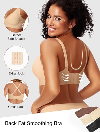Image of Deep V Wireless Jelly Bras for Women Push Up Bralette Seamless No Underwire Support T-Shirt Comfort Plunge Full Coverage
