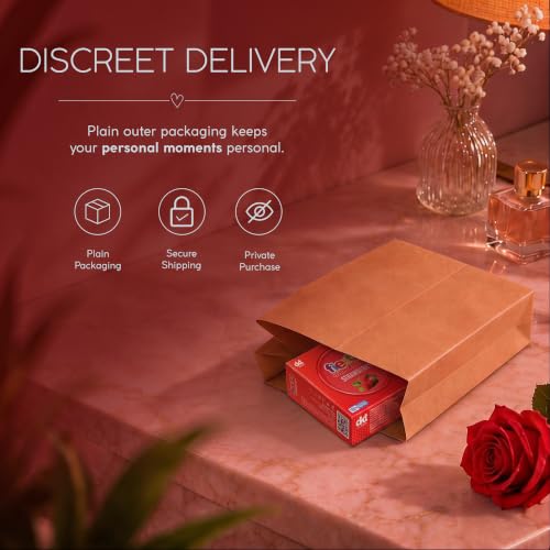 Image of Fiesta Strawberry Flavoured Condoms (12 Pcs) | Pack of 4 x 3 each | Extra Pleasure Dotted Condoms for Men | Dotted for Extra Stimulation | Fruity Strawberry Flavour Condom