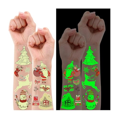 Leesgel Weihnachten Tattoo Kinder, Leuchtende Weihnachts Kinder Tattoo Kindertattoos, Weihnachtsaufkleber Weihnachtsdeko Kinder Weihnachtsstrumpffüller Weihnachtsgeschenke Nikolaus Geschenke Kinder