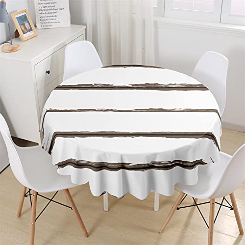 Nappe ronde 90cm à rayures blanches imperméable pour table de cuisine