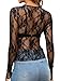 OFEEFAN Womens Tops Mesh Lace Embroidery Undershirts See Through Blouses Fashion Sheer Tops Black XL