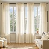 MIULEE Butter Cream Sheer Curtains 84 Inches Long, 4 Panels Set, Rod Pocket Voile Drapes Light Filtering and Semi Transparent, Elegant Window Treatments for Bedroom Living Room,42 x 84 Inches