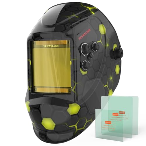Image of YESWELDER Large View Auto Darkening Welding Helmet, Blue Light Blocking, 1 /1 /1 /1 True Color Solar Powered Welder Hood Mask with 4 Arc Sensors, Wide Shade 3 /5-9 /9-13 for TIG MIG ARC Cut and Grind