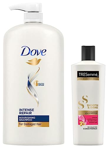 Image of Dove Intense Repair Shampoo, 1L & TRESemme Smooth and Shine Conditioner, 190ml