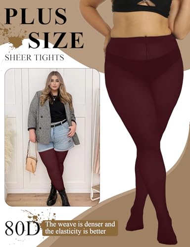 Image of Buauty Plus Size Tights for Women Ultra Soft Solid Color Semi-Opaque Pantyhose,