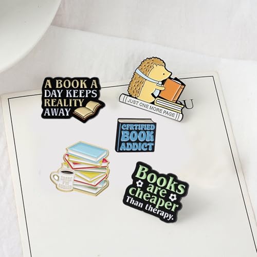 Image of Book Pins Cartoon Book Enamel Pins Books Lovers Gifts Decorative Lapel Pins for Backpacks Clothing Bags Jackets Learning Gifts for Teacher Student
