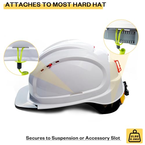 Image of MELOTOUGH Coiled Lanyard,Hard Hat Lanyard w /Clamp End,No Snag Design for Hard Hat,Tools,Small Valuables,Load Cap 2lbs,3Pcs