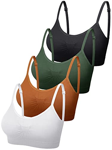 Image of SATINIOR 4 /12 Pieces Bralette Neck Cami Bra Wireless Tank Top Sports Bra for Women