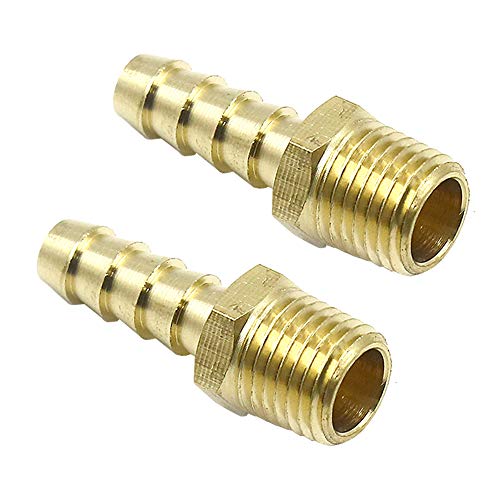 Phituoda 2Pcs 5/16" Hose Barb To 1/4" Npt Male Brass Quick Coupler, Air M Type Fittings Compression Hose Fittings Quick-Connect Fittings #TOP8