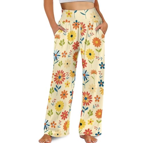 Jndtueit Wide Leg Pants Woman Ruched High Waist Yoga Pants Palazzo Pants Loose Flowy Trousers Pants Lounge Casual Sweatpants
