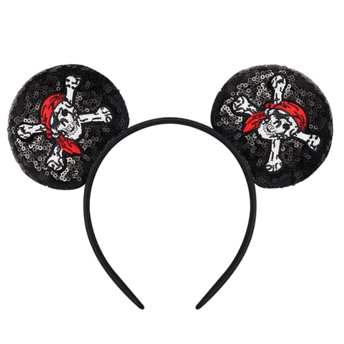 RCJERA Pirate Themed Mouse Ears Headband with for Men, Women, Parties Halloween Cosplay Pirate Night and Cruise