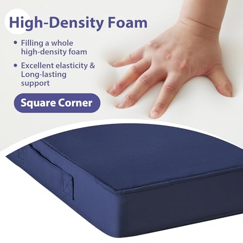 IPYNBAP Outdoor Chair Cushions Set of 4 -Waterproof Outdoor Seat Cushions for Patio Furniture, Patio Chair Cushion with Handle and Ties, Square Out Door Chair Pads,19" x 19" x 3", Navy Blue - image 4