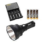 Bundle: Acebeam K75 Long Throw Search Light - 6300 Lumen, 2500 Meter throw with 4x 18650 batteries &...