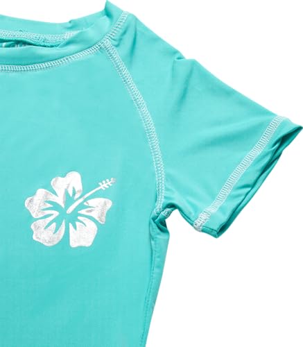 Image of Real Love Toddler Girls Rash Guard - Quick Dry Sun Protection Swim Shirt Girls Short Sleeve Rash Guard Kids Swim Top (2T-16)