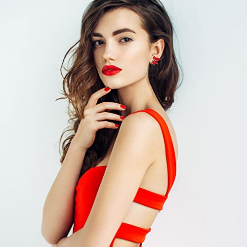 Red Crystal Stud Earrings Small Rhinestone Cluster Earrings Cute Sparkly Earrings For Women Girls Wedding Prom Party #TOP1