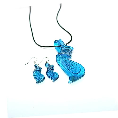 Collier doré pendentif et boucles d'oreilles bleu pour soirée - 3