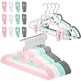 40 Pcs Velvet Hangers with Clips, Velvet Clothes Hangers, Non Slip Clothes Hangers, Durable Space Saving Heart Shaped Hanger 360 Degree Swivel Hook Felt Hangers for Heavy Coats Suits (Bright Colors)