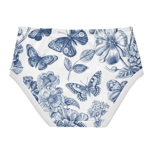 Toddler Girls Underwear 2t Cotton Panties for Girl Artistic Briefs Kids Undies Botanical Flower Retro Butterfly2