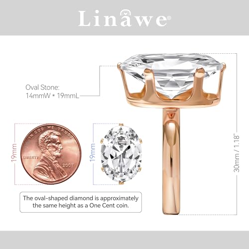 Linawe Cubic Zirconia Imitation Diamond Moissanite Rings for Women, 14K Gold/Rose Gold/Silver Adjustable Chunky Ring, Costume Rhinestone Jewelry for Wedding Engagement2