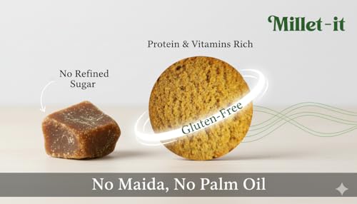 Image of Millet-it Bajra Coconut Cookie|Gluten Free Cookies|Millet jaggery Cookies|Sugarfree|Protien rich|Mineral rich|Kids & Adult (120gmx4) Pack of 4
