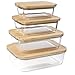 dokaworld Natural Acacia Lids Set for Food Storage Glass Containers (4pcs) - Lids are compatible with all Glass Food Storage Containers Sets