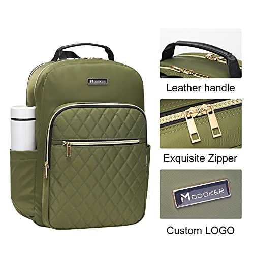 Modoker 15.6 Inch Laptop Backpack For Women, Quilted Work Backpack For Women Bookbag Teacher Backpack, Waterproof Travel Backpack With Usb Charging Port, Backpack Purse For Women Nurse, Green #TOP1