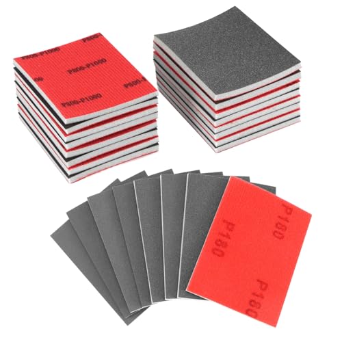 QWORK® 16 Piezas Esponjas de Lijado, 8 Granos 180-2500, Lija Flexible Húmedo-seco Reutilizables para Madera, Metal y Reparación de Automóviles