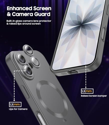 Image of DIZORO Magnetic Case for (iPhone 17 Case) [Compatible with MagSafe][Built-in Camera Lens Protector] Slim Soft Silicone Bumper Shockproof Metallic Luster Back Cover Phone Case (Grey)