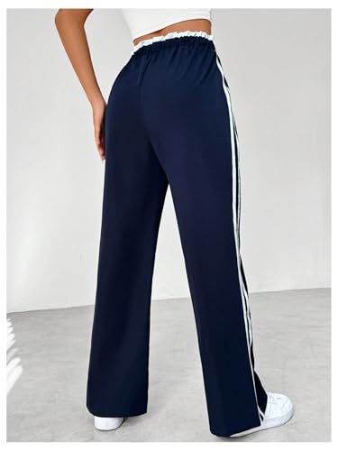 Floerns Women's Striped Side Wide Leg Y2k Pants Drawstring Elastic Waist Casual Baggy Streetwear Pants2