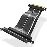 XTVTX Riser Kabel pcie 4.0 16x Extremes Flexibel Hochgeschwindigkeits-Riser Kabel PCI Express,Flexibl Verlangerung PCI 4.0 Riser Kabel 90 Grad rechtwinklig,Grafik-Verlängerungskabel(20 cm)