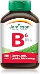 Jamieson Vitamin B6 100 mg, Pyridoxine HCl, Helps Prevent Vitamin B6 Deficiency, Supports Energy Production and Metabolism. Vegetarian, Non-GMO, Gluten-Free, 100 Tablets, Proudly Canadian